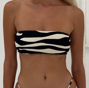 NWOT Ziah Twisted Bandeau Bikini Top In Zebra Size 14
